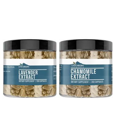 Earthborn Elements Chamomile Extract and Lavender Extract Bundle 200 Capsules Pure & Undiluted No Additives