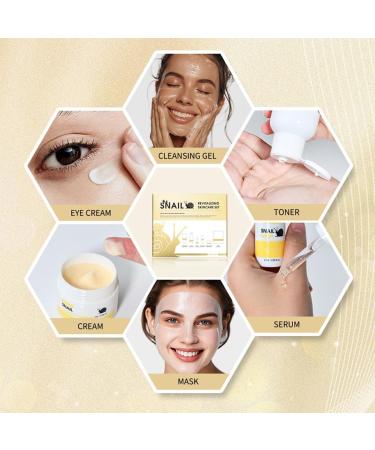 6pcs Snail Essence Skin Care Kit with Cleansing Gel Toner Eye Cream Serum Essence Cream and Face Mask Korean Skin Care Set Moisturizing & Nourishing Minimizes the Look of Wrinkles - Buy Online on GoSupps.com