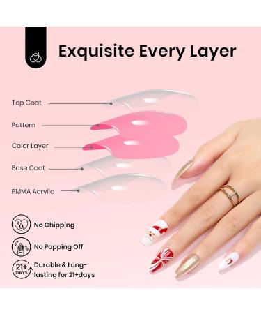 Beetles Press On Nails - Medium Coffin Red Fake Nails Kit | Reusable 14 Sizes | Christmas Nail Art with Glue & File - Buy Online on GoSupps.com