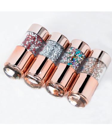 Baqi Nail Art Stamp Set - Double Head Silicone Gel Stamps with 2 Nail Scrapers for DIY Manicure & Beauty - Silver Design - Buy Online on GoSupps.com