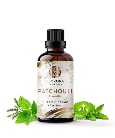Florona Patchouli Premium Quality Essential Oil - 1 fl oz, Therapeutic Grade for Fuller Hair, Skin, Diffuser Aromatherapy, Soap Making, Candle Making