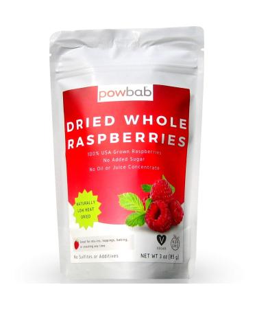 powbab Dried Raspberries Whole - 100% USA Grown Organic Raspberries. No Sugar Added, No Oil, No Juice Concentrate. Unsweetened Dehydrated Fruit. Not Freeze Dried, Frozen or Fresh. For Baking (3 oz) - Buy Online on GoSupps.com