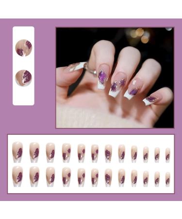 JUSTOTRY 24 Pieces Coffin Nails - Beige French Artificial Nails with Gems | Press On Nude Ballerina Nails | Long Coffin Fingernails for Women - Perfect for International Shipping - Buy Online on GoSupps.com