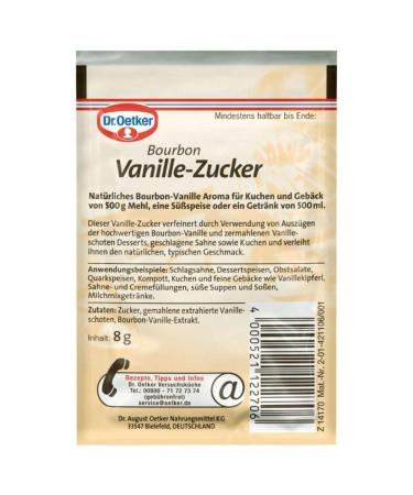 Dr. Oetker Bourbon Vanilla Sugar - 3 x 8g | Vegan Flavor Enhancer for Cakes Desserts & Shakes - 24g Pack - Buy Online on GoSupps.com