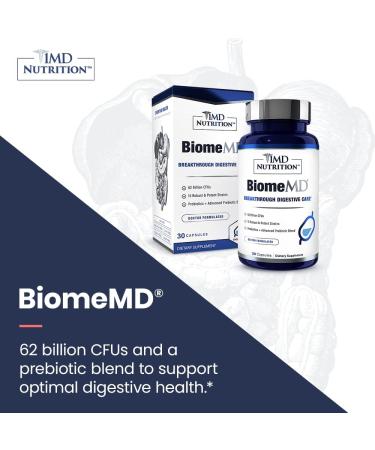 1MD Nutrition BiomeMD Probiotics | 62 Billion CFUs 15 Comprehensive Strains - Pro & Prebiotics | Doctor-Formulated for Digestive Health & Immune Support | 60 Capsules 30 Count (Pack of 2) - Buy Online on GoSupps.com