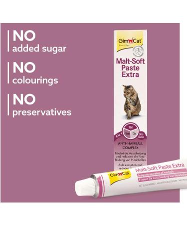 GimCat Malt-Soft Paste Extra - This anti-hairball cat snack aids passage of hairballs - 1 tube (1 x 50 g) 50 g (Pack of 1) - Buy Online on GoSupps.com