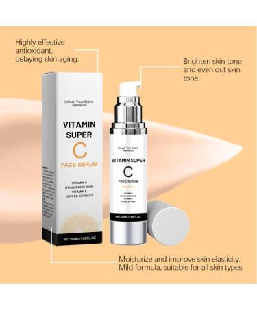 Vitamin C Serum - Vitamin C Serum for Face - Face Serum for Women - Hydrating Serum with Hyaluronic Acid & Vitamin E - Brighten & Plump Skin - Anti Aging & Wrinkle Face Serum 50ml - Buy Online on GoSupps.com