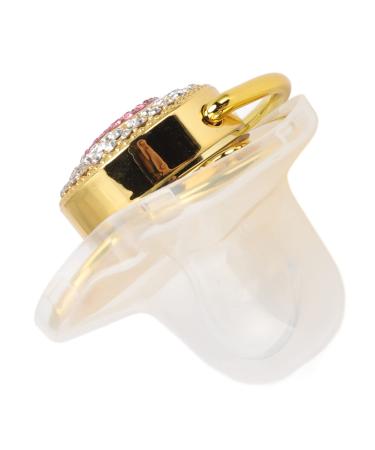 Baby Pacifier Baby Dummy Pacifier Heart Shape Shiny Rhinestones Infant Soft Light Baby Pacifier Nipple (Gold)