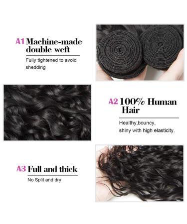 10A Brazilian Water Wave Human Hair Bundles with Closure - Natural Black Virgin Hair Extensions for Black Women (10 12 14 + 10 Closure) | Free Part Lace Closure Included - Buy Online on GoSupps.com