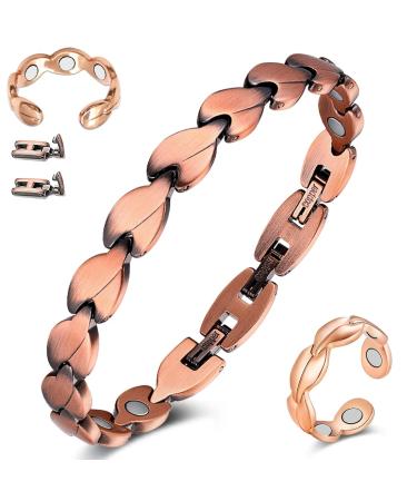 Cigmag Copper for Women Ultra Strength Magnet 99% Pure Copper with Adjustable Tool & Gift Box (Leaves) - Buy Online on GoSupps.com