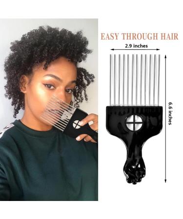 2 Pack Metal Hair Pick and Comb for Afro & Curly Hair Styling - Black - Buy Online on GoSupps.com