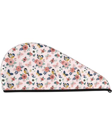 Buy Cute Spring Birds and Flowers Microfiber Hair Towel - Soft Super Absorbent Wrap for Long Curly Hair | Quick Dry Coral Velvet for Women - Buy Online on GoSupps.com