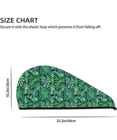 Hair Towel Wrap with Button - Quick Drying Towel Turban for Effortless Hair Care | Monstera Leaves Design - Buy Online on GoSupps.com