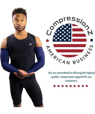 CompressionZ UV Protection Arm Sleeve - Navy, Size M | Compression Arm Sleeves for Men & Women - Buy Online on GoSupps.com