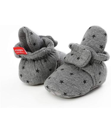 EDOTON Unisex Newborn Winter Boots | Non-Slip Soft Sole Stay On Bootie Sock | 6-12 Months | D Grey Stars - Buy Online on GoSupps.com