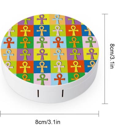 Retro Set Ankh Round Case For Contact Lens Kit Storage Box with Mirror Printed - Buy Online on GoSupps.com
