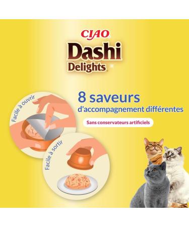 INABA Dashi Delights - Chunks in Bonito Flake Broth with Chicken Tuna & Salmon - 1 x 70g - Cat Food - Topping - High Protein - Natural Ingredients - Cat Food. - Buy Online on GoSupps.com