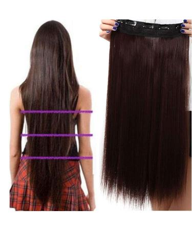 S-noilite Fashion 26 Inches (66cm) Half Full Head One Piece 5clips Clip in Hair Extensions Long Straight Extension(Medium Brown) Medium Brown 26 Inch