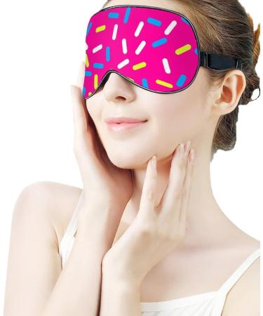 Rainbow Colours Sprinkles Pink Sleep Mask | Soft Comfortable Eye Mask with Adjustable Strap | Perfect for Travel & Sleep for All Ages - Buy Online on GoSupps.com
