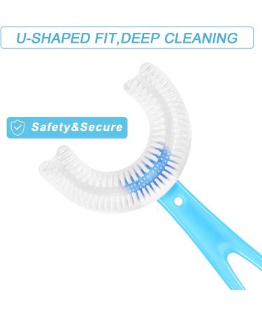 6 Pack Kids U-Shaped Silicone Toothbrushes for Ages 2-8 | Manual Training Toothbrush with Long Handle | Whole Mouth Clean | Blue Pink - Buy Online on GoSupps.com