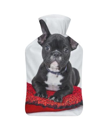 Bulldog Hot Water Bottle With Cover Plush Bed Bottle Hand Warmer For Adults And Children 26.5X15.3cm