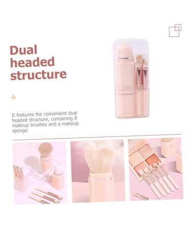 Mipcase 2 Sets 8-in-1 Makeup Brush Set with Mirror | Portable Dual-Ended Cosmetic Tool for Eye Shadow & Lipstick - Pink Travel Makeup Essentials - Buy Online on GoSupps.com