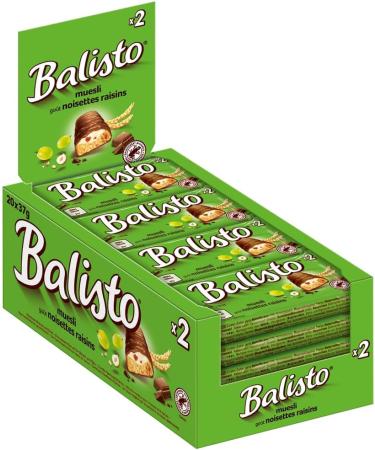 Box of 20 Balisto Biscuit Coated in Milk Chocolate with Raisin and Hazelnut Flavor - 20 Biscuits of 37g - 740g - Buy Online on GoSupps.com