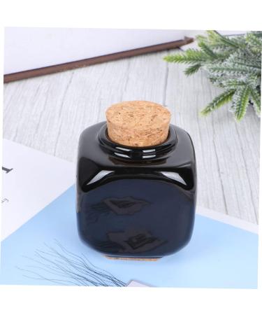 Housoutil Medicine Cups Ceramic Mug Porcelain Dappen Dish Cerace Liquid Powder Container Manicure Liquid Bottle Wooden Cork Bottle Manicure Accessories Cup Bottle Ceramics Bamboo 7.50X5.50X5.50CM Black - Buy Online on GoSupps.com