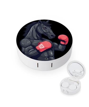 Boxing Black Horse Contact Lens Travel Kit Portable Cute Contact Box with Mirror for Daily Outdoor style