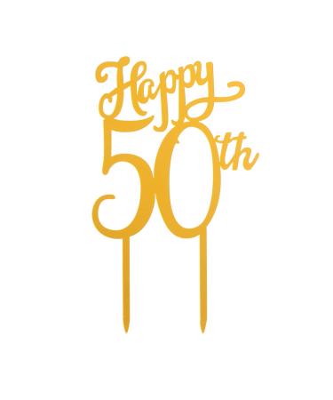 Dekora - 50 th Wedding Anniversary Cake Topper Cake Decorations 50 Anniversary (Golden)