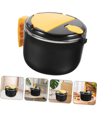 Zerodeko Instant Noodle Bowl Salad Bowl Ramen Soup Bowl with Tableware Insulated Bowl Stainless Steel Gaiwan Black 18.5X14.5CM - Buy Online on GoSupps.com