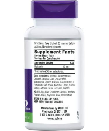 Natrol Melatonin Fast Dissolve Tablets 10mg 60 Count - Fall Asleep Faster, Stay Asleep Longer, Strengthen Immune System | Strawberry Flavor, Maximum Strength - Easy to Take - Buy Online on GoSupps.com