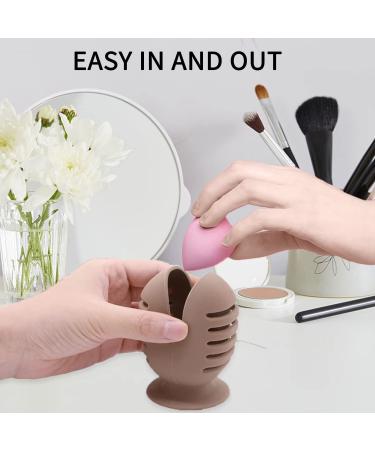 ELESDA Silicone Makeup Sponge Holder - Travel Friendly Beauty Blender Stand in Khaki - Buy Online on GoSupps.com