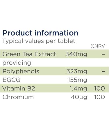 Healthspan High Strength Green Tea Tablets - Chromium & Vitamin B2 - Vegan - Support Normal Blood Glucose & Cell Protection - Buy Online on GoSupps.com