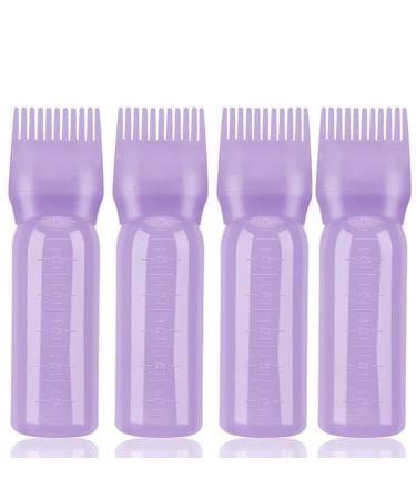 Root comb applicator bottle Large capacity hair oil applicator bottle Hair dye brushRoot Comb Squeeze Applicator Bottles with Graduated DIY (Purple 4Pcs)