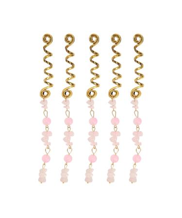 Exquisite Pink Hair Dreadlock Jewelry - 5 Large Alloy Braiding Rings for Parties | International Shipping - Buy Online on GoSupps.com