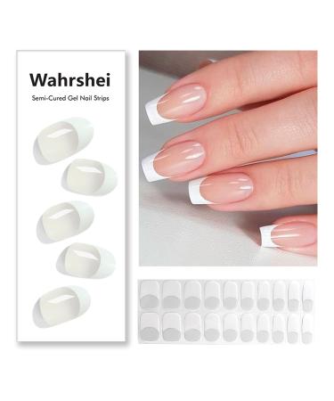 Buy Semi Cured Gel Nail Strips - 20pcs French Tip Gel Stickers | Easy UV Application & Removal - Buy Online on GoSupps.com