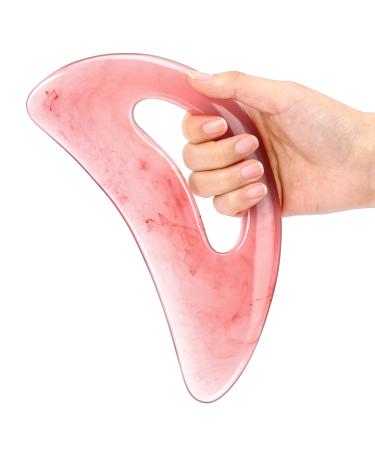 Large body gua sha tool lymphatic drainage massage device with handle full body guasha cellulite massage muscle relaxation & pain relief gua shaben for legs back face neck (pink)
