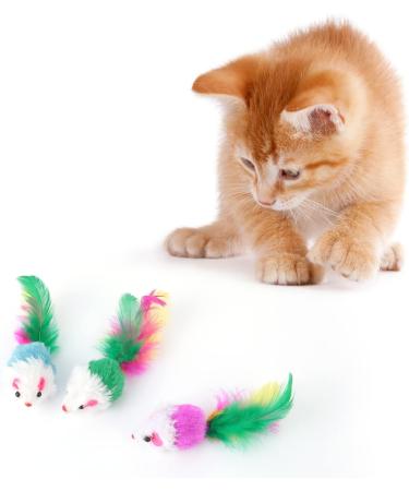 Molain 12 Pieces Cat Mice Toys Furry Cat Toy Interactive Toys Cat Mouse Animals Toys for Indoor Cats and Kittens - Buy Online on GoSupps.com