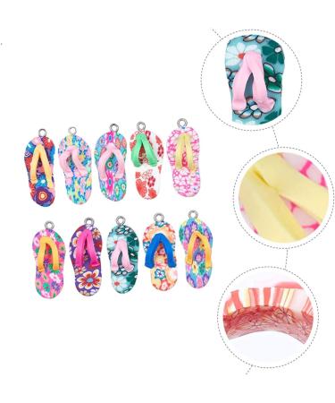 HOMSFOU 10pcs Polymer Clay Slippers Decked Accessories Summer Accessories Jewelry Accessories Summer Slippers Pendant Charms Summer Decor Keychain Charms Bracelet Necklace Soft Clay - Buy Online on GoSupps.com