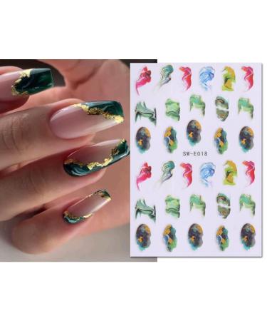 Marble Nail Art Stickers Decals Cyan Blue Gold Stripe Line - 6 Sheets - Buy Online on GoSupps.com