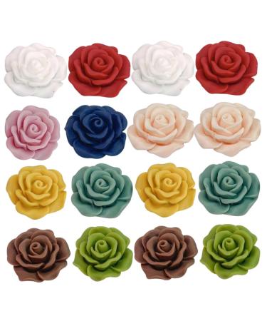 NUOBESTY 225 Pcs DIY Handmade Flocked Rose Material The Flowers Red Rose