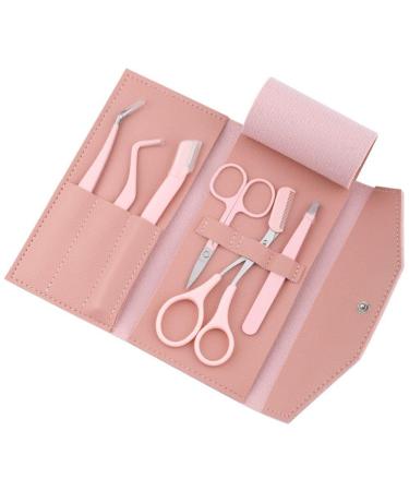 Eyebrow Trimming Kit 6pcs/Set Professional Eyebrow Tools Set Beauty Tool Makeup Tools Beauty Scissors Set for Men Women Pink