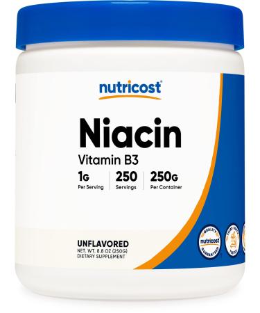 Nutricost Niacin Vitamin B3 Powder 250 Grams - 1G Per Serving - Pure Vitamin B3 (Niacin) Powder 8.81 Ounce (Pack of 1)