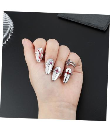 FOMIYES 5 Sets Nail Ring Finger Jewelry Rings for Women Ring for Women Finger Tip Women Ring Ladies Rings Women's Band Rings Red Jewelry Ring Decor Zinc Alloy Girl Miss White - Buy Online on GoSupps.com