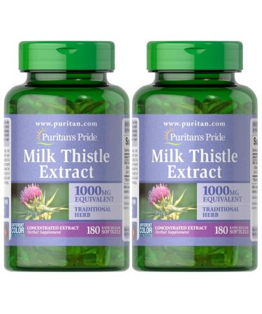 Puritan's Pride Milk Thistle , 180 Count (Pack of 2)