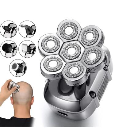 Best 7D Electric Head Shaver for Bald Men | USB Rechargeable Rotary Grooming Kit | Waterproof Beard Trimmer with LED Display | 6 in 1 - Buy Online on GoSupps.com