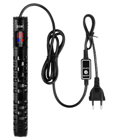 Netonda aquarium heating 50W heating rod aquarium 10-50l Digital aquarium heater with LED display temperature controller fish turtle tank aquarium heater for salt water and fresh water 50W 10-50l