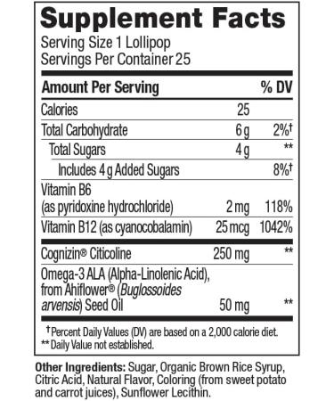 OLLY Focus Buddies L OLLY Pops Cognizin Vitamins B6 and B12 Omega-3 ALA Supports Focused Attention and Healthy Brain Function * Kids 4+ Dietary Supplement Watermelon Strawberry Flavored 25 Count - Buy Online on GoSupps.com