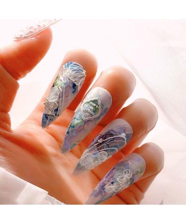 Nail Decorations French Design Acrylic Sliders Decals Black White 5D Engraved Embossed Nail Stickers Flower Leaves(5D-K133) - Buy Online on GoSupps.com
